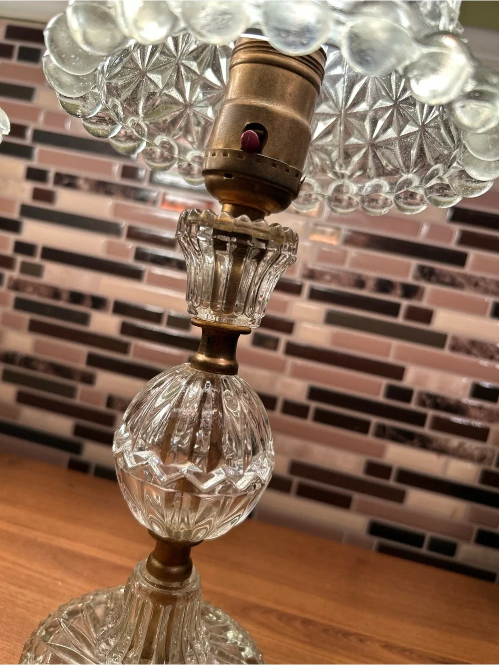 Vintage Crystal Glass Table Lamps - Clear Glass Pair